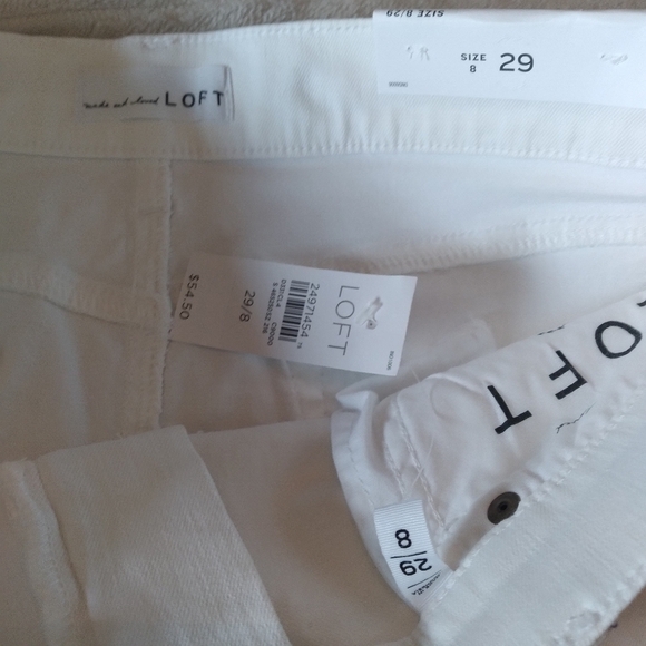 LOFT Shorts  White Denim Cut Off Rope Tie NWT Size 29 8 - Picture 6 of 8